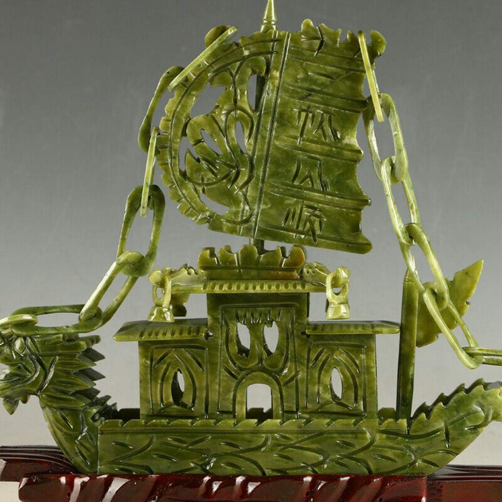 Amazon.co.jp: 100%天然 シン・イ・ジェイド 彫刻 ドラゴン ボート 像